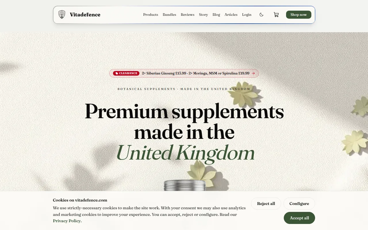 vitadefence.com, fotografiado durante la comprobación